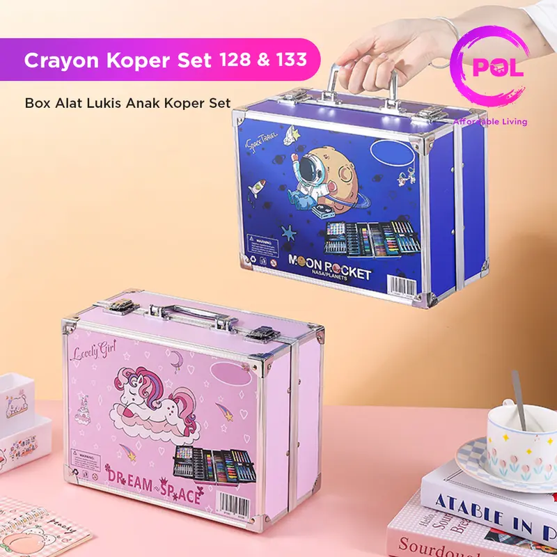 [POL] COD SNI Crayon Art Set 128pcs & 133pcs Koper Alumunium Besi | Krayon Pensil Warna 0
