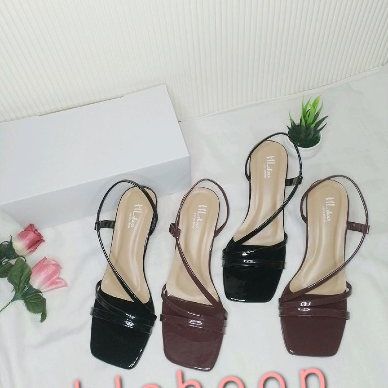 Sandal- heels Wanita / korean style model tali belakang tinggi hak 5cm (HL02) Sendal 1
