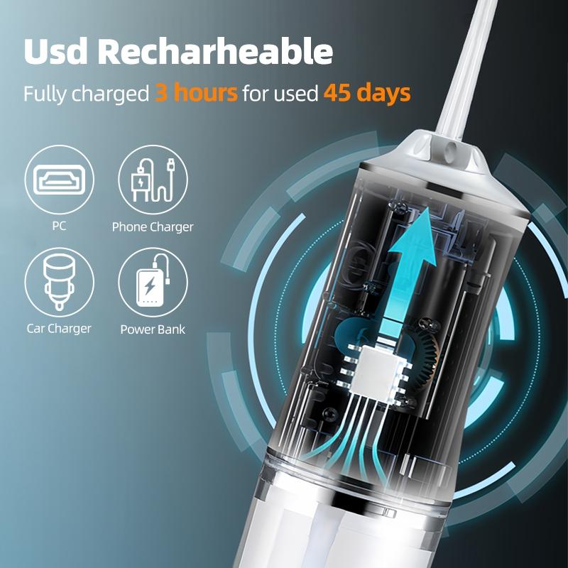 Product Introduction of PowerNest Rechargeable Water Flosser Oral Irrigator with 4 Heads for Teeth, Gums, and Oral Health 64