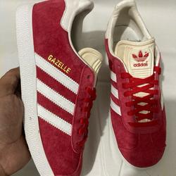 adidas gazelle silver green womens adidas Originals Gazelle Indoor - Bold Gold/Power Blue/Team Collegiate Red  - Trainers main image 0
