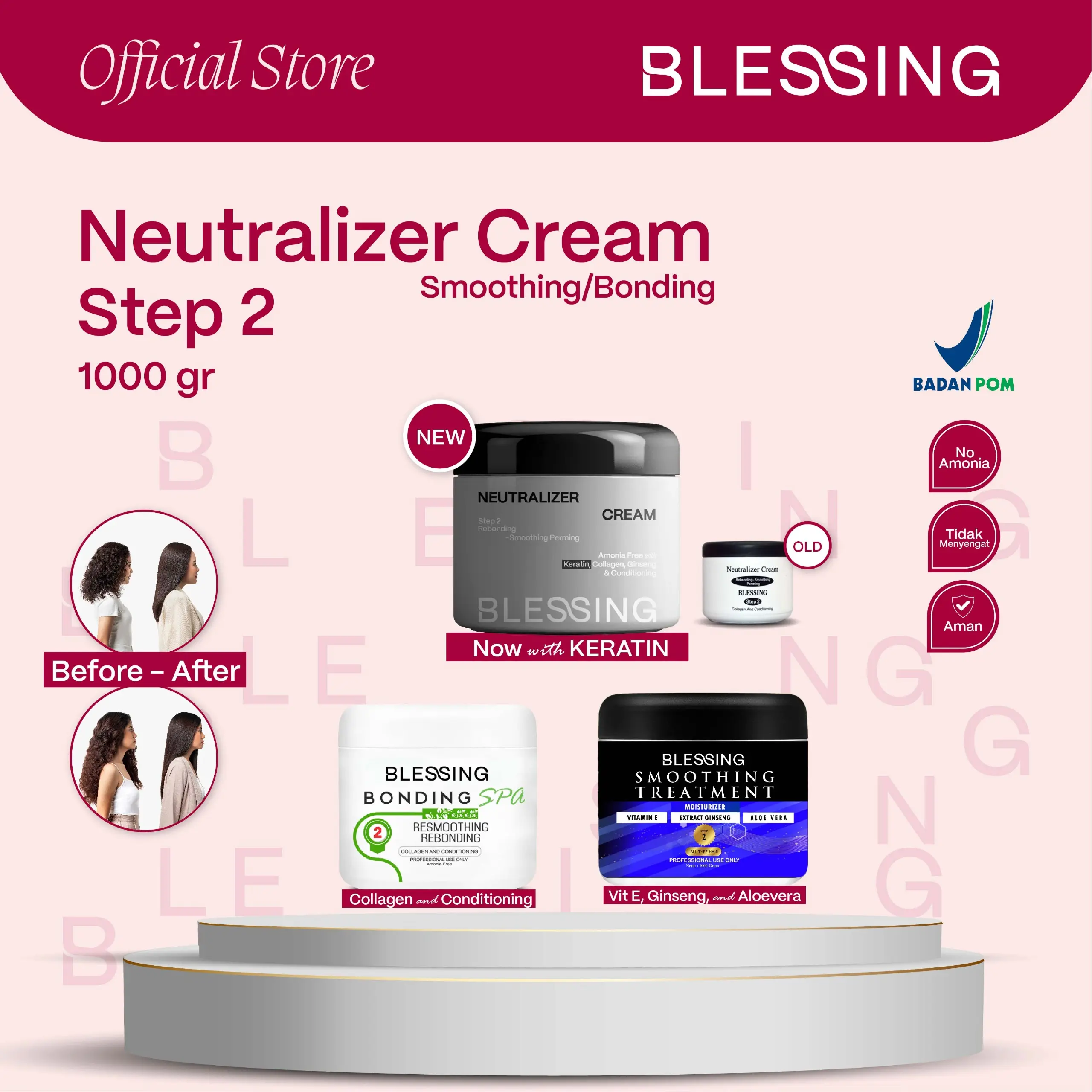 BLESSING Neutralizer Cream 1 Kg Step 2 | Neutralizer Cream Keratin | Smoothing Treatment Step 2 | Bonding Spa Step 2 | Netral Pelurus Rambut
