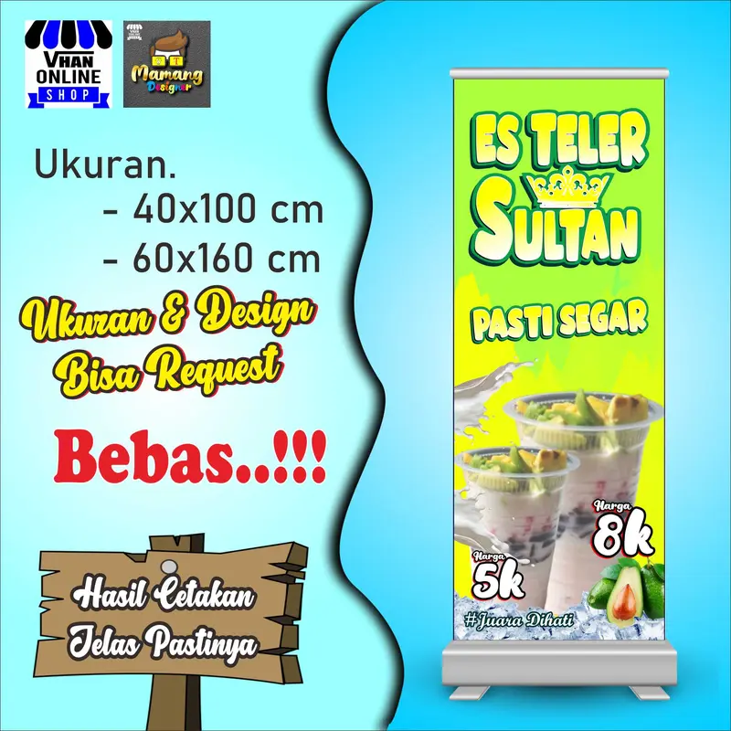 Spanduk, Banner, Mmt Es Teler Sultan, Minuman Kekinian, Bagus Murah 0