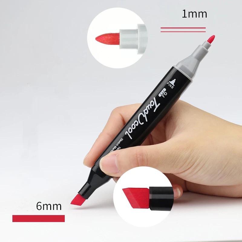 Spidol berbahan dasar minyak ujung ganda untuk lukisan anak-anak pena cat air 24-80 warna set pensil cat air lengkap 2 in 1 Markers Art Pen Plastik Stationery | Kekinian