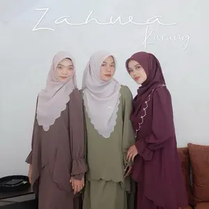 Zahwa kurung melayu anggun cantik rok oneset Muslim Gamis Wanita Baju