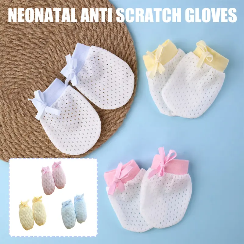 Găng Tay Chống Trầy Xước Cho Trẻ Sơ Sinh, Găng Tay Chống Trầy Xước Cho Mặt, Cotton, Mỏng, Thoáng Khí, Cho Chân, Nhỏ, Cho Mùa Hè 1