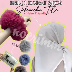 Paket Bundling 3pcs Schrunchie Tile Cepol noerimm Karet Wanita [BONUS ZIPPER POUCH]