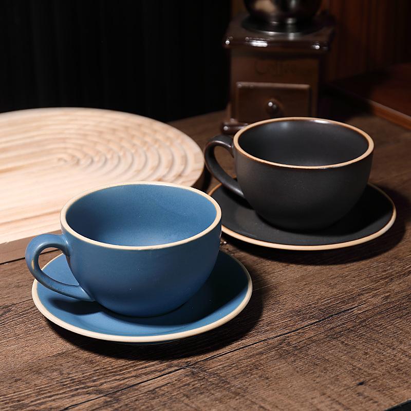 Product Introduction of Ceramic Coffee cup and saucer set Continental Latte cup Coffee shop home office breakfast cup personalized cup and saucer  mug drinkware reusable washable andwear-resistant 5
