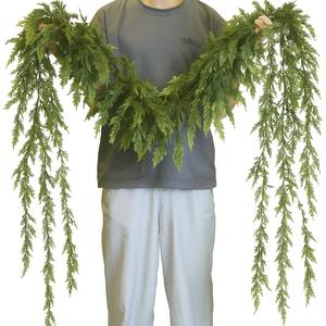 Guirnalda de Hojas de Pino Artificiales, Planta de Pino Realista, Decoración de Bajo Mantenimiento para Interiores y Exteriores en Navidad, Chimenea, Porche, Jardín y Mesa