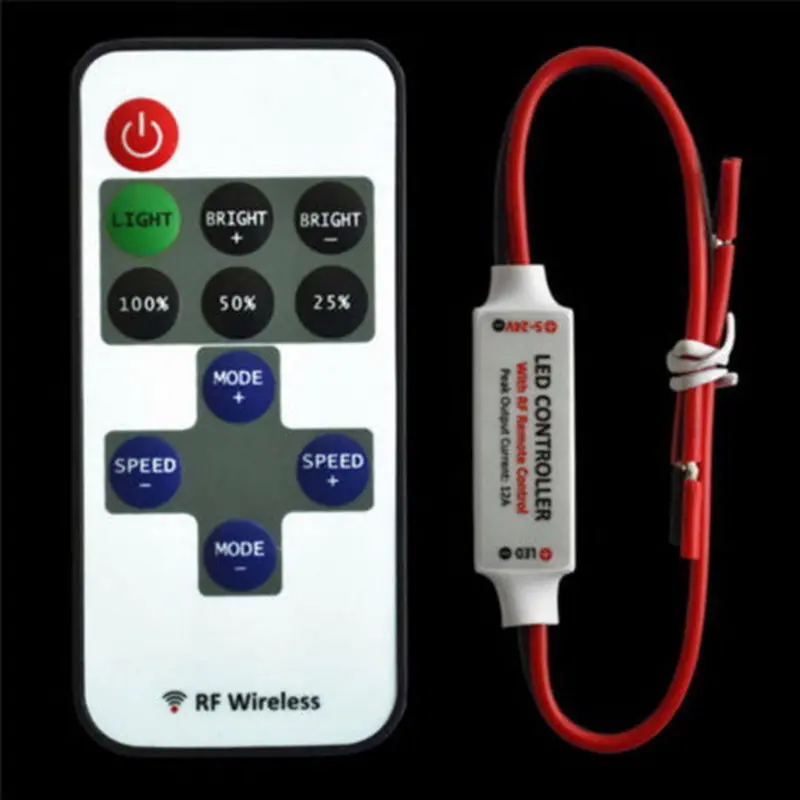 Bộ điều khiển RF không dây, chức năng bộ nhớ tự động, đèn dải công tắc từ xa, kích thước nhỏ, 12V