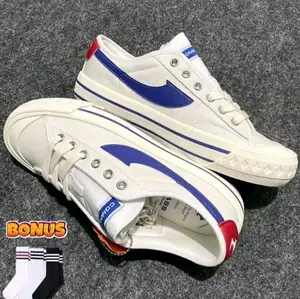 Promo Sepatu Compass Retrograde Blue White All White Pria Wanita Sepatu White Canvas Casual