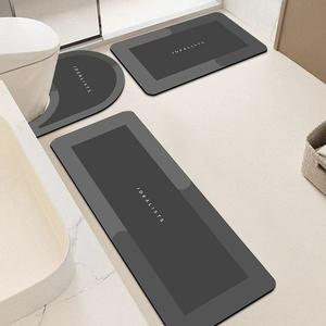 ソフトで吸水性のあるバスルーム用滑り止めマットセット、洗えるU字型トイレマット、玄関ドアマット、モダンなホームデコレーション、手洗い可能、滑り止め付き