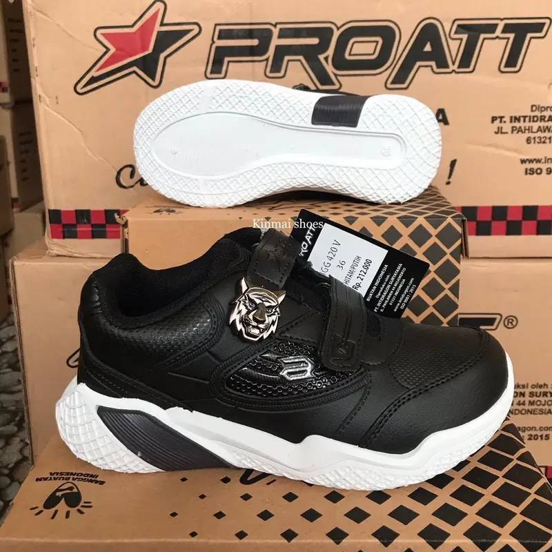 FREE KAOS KAKI Sepatu PRO ATT MGG 420 V Size 28 29 30 31 32 33 34 35 36 37 Sneaker Magnet Hitam Putih Sekolah Fashion 2