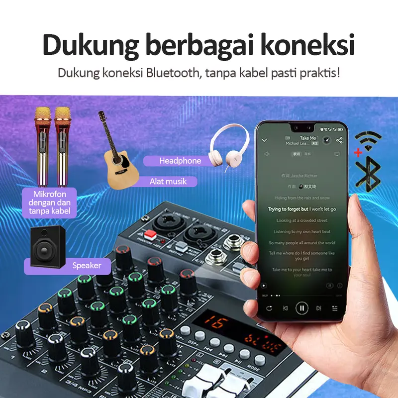Bonkyo Pm4/HM-4M mixer sound audio system Bluetooth dsp USB 4 channel mini audio interface for recording 12v mixer with equalizer Bass Monitor Komputer Amplifier Adaptor Logam 2