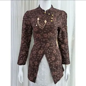 Av Janggan Jaguar Kebaya Modern Batik Brokat Kancing Bawahan Panjang Tebal Aurora Baju Wanita Wisuda Kondangan Pesta Songket Atasan Rok Coklat besan pernikahan