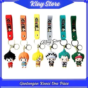 Klay Store Gantungan Kunci One Piece Lucu Unik Keychains Souvenir Hadiah Anak Cowo Cewe Anime Ganci Silikon PVC 8cm Gantungan Kunci Motor Tas Mobil Rumah 【Ready】Gantungan Kunci Keychain Karakter One Piece Luffy Zoro Nami