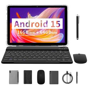 10.1 Inch Android Tablet with Bluetooth-compatible Keyboard Mouse Combo, Quad Core Processor, 16GB Storage, 64GB RAM, 1280x800 Screen, Lithium Battery