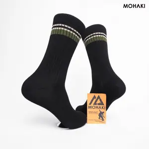 MOHAKI - Kaos Kaki Oldschool Harajuku Retro Striped Hitam