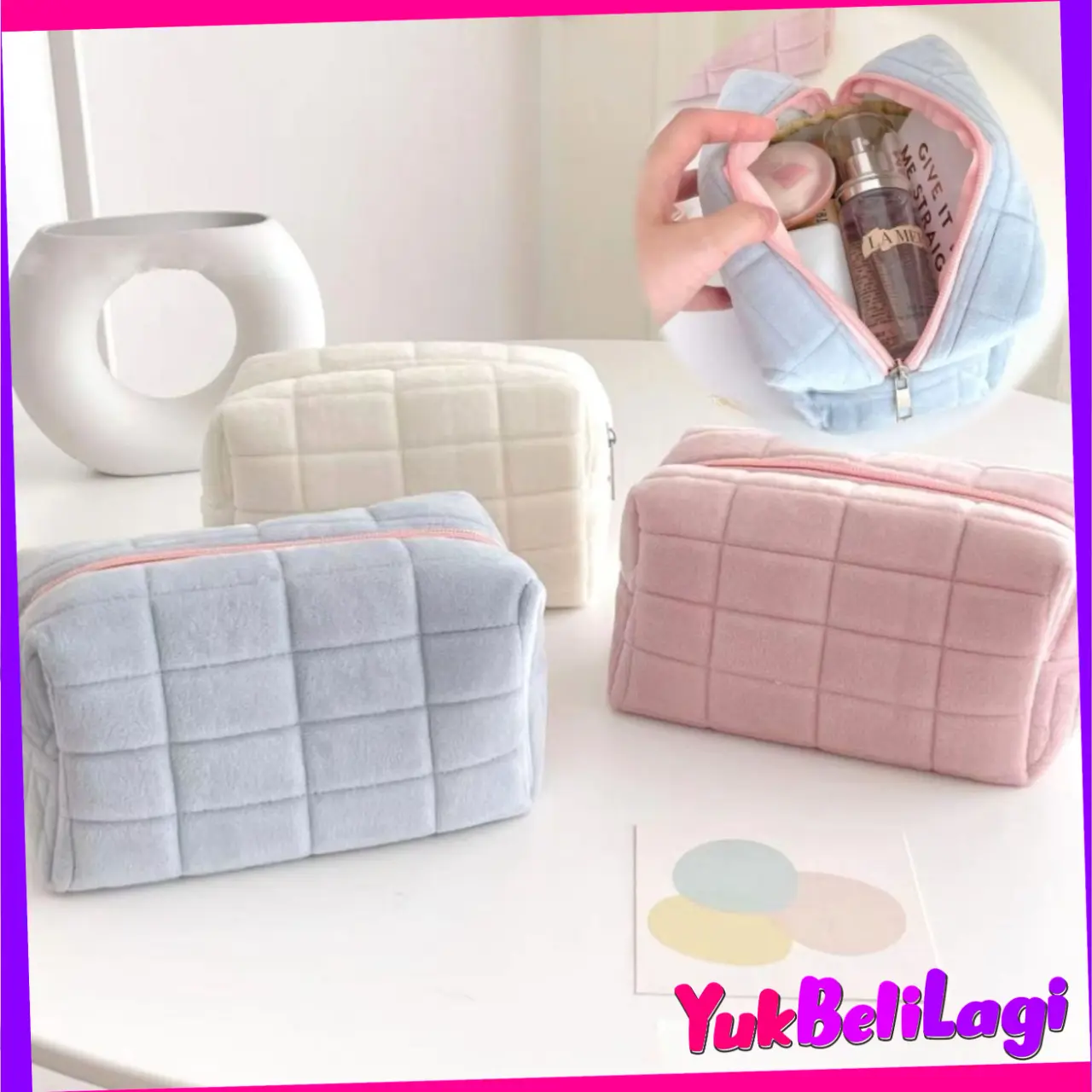 COD (YBL) Pouch Kosmetik Lucu Warna Macaroon Kotak Pensil Sleting Velvet Aesthetic Pastel Tempat Pensil Bulu Bentuk Bantal Kotak Cute Pillow Make Up Pouch Organizer Travel Kapasitas Besar (BELI LOKAL)