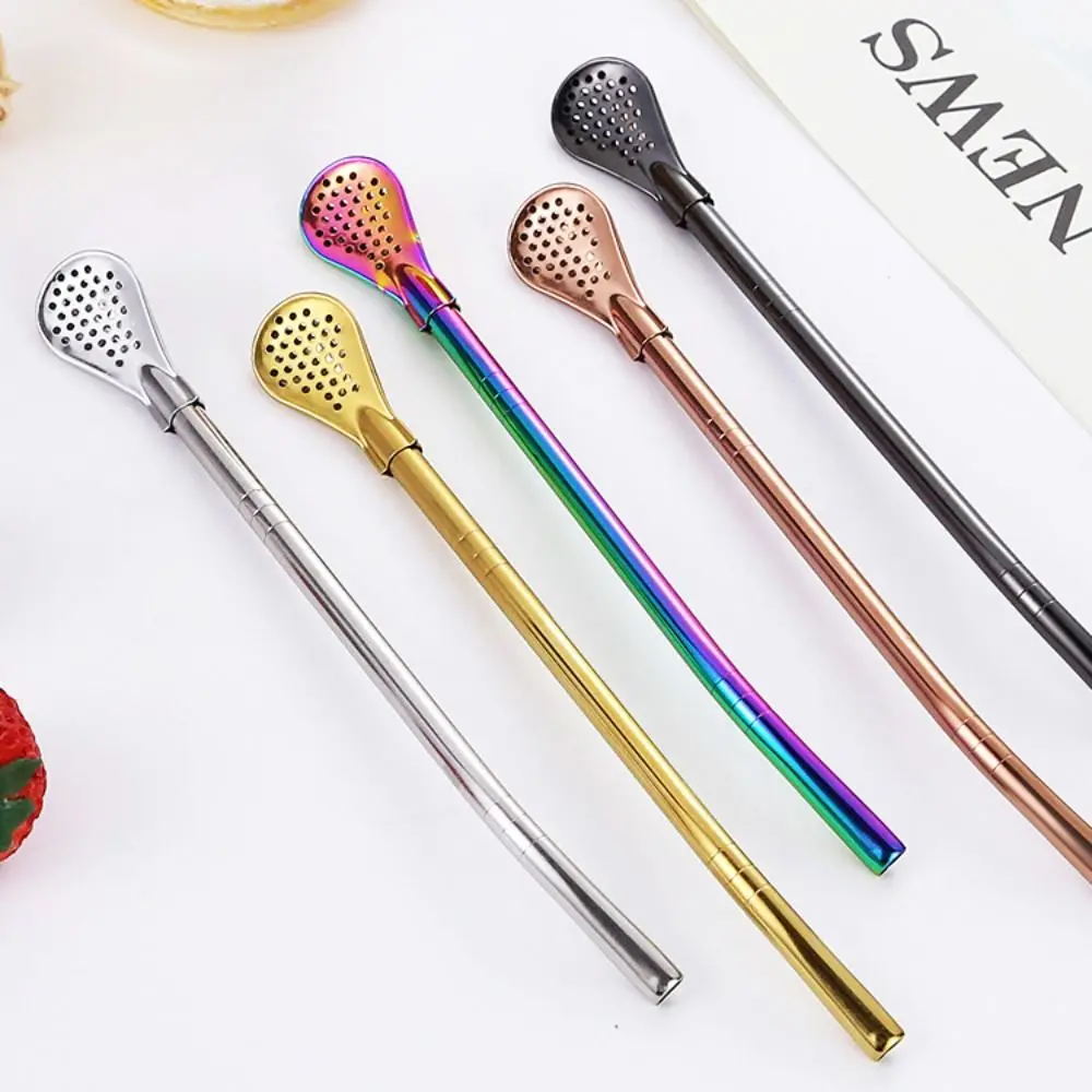 New Colorful Drinking Straws 304 Stainless Steel Bombilla Gourd Yerba Mate Filter Washable Reusable Tea Filter Bar Accessories