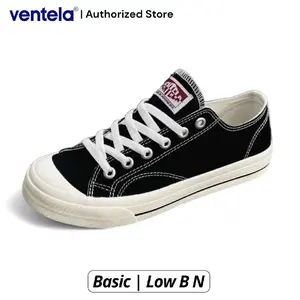 Ventela Basic Low Black Natural Original - Sepatu Sneakers Casual Pria Wanita Shoes Snekers