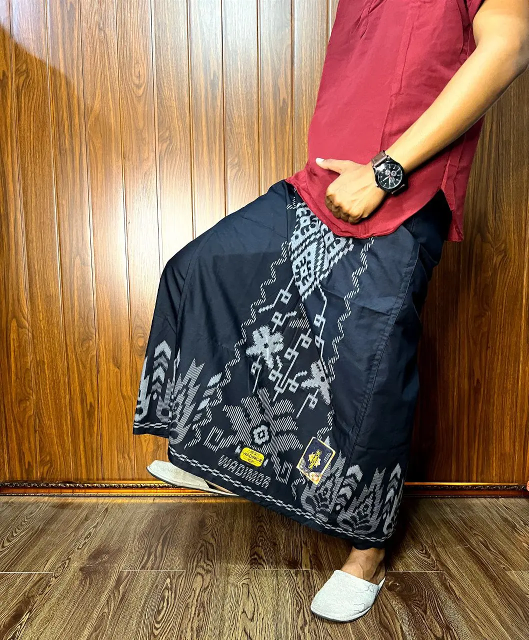 SARUNG CELANA WADIMOR BALI 555 Katun Setrip Polka Dot Hitam Cokelat Navy Dewasa Lembut Motif  Muslim  Dewasa Lembut sarung  celana premium