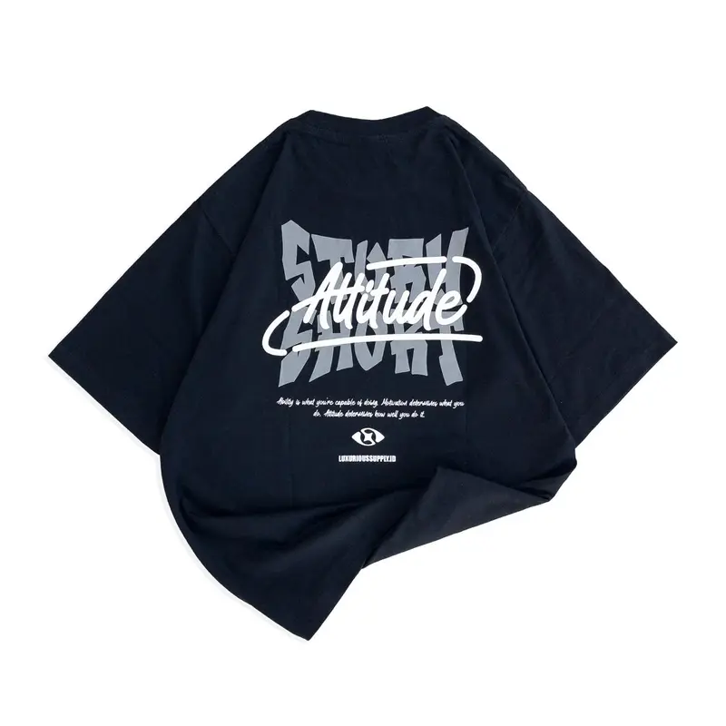 TSHIRT OVERSIZE GRAPHIC LUXURIOUS HITAM  & PUTIH ' ATTITUDE ' [TSO_4679] 2