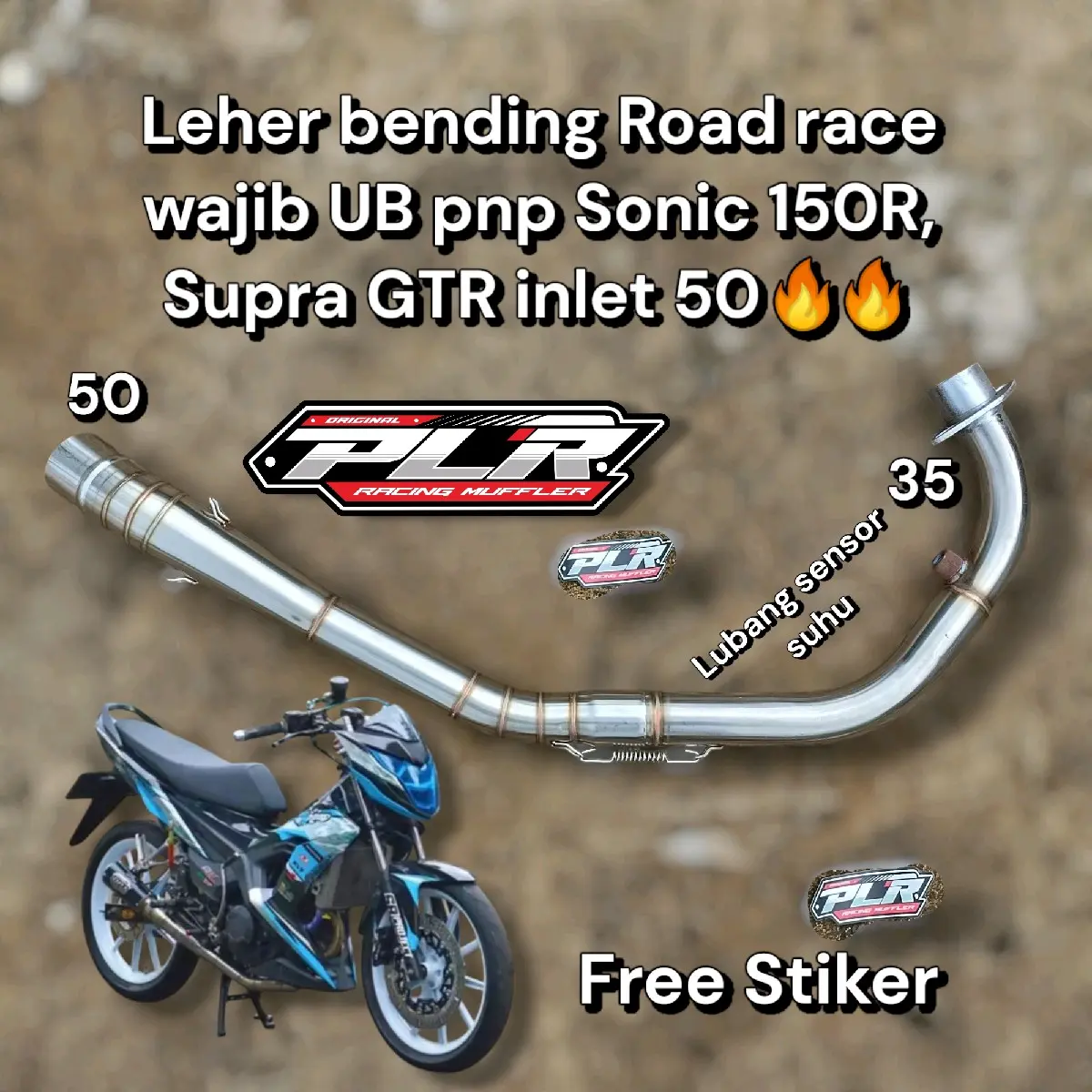 Leher knalpot bending road race wajib ub sonic 150r,supra gtr inlet 50