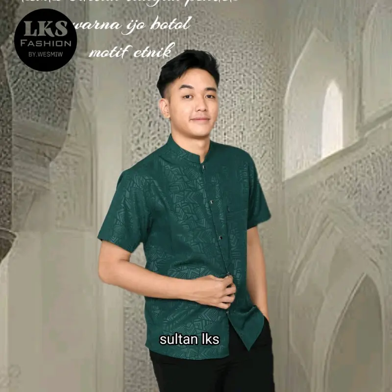 Kemko sultan atau  Koko tangan pendek  Atasan Pria Dewasa motif etnik depan kancing vareasi bahan  Katun embos berkualitas terbaik Nyaman di pakai Baju Hitam 2