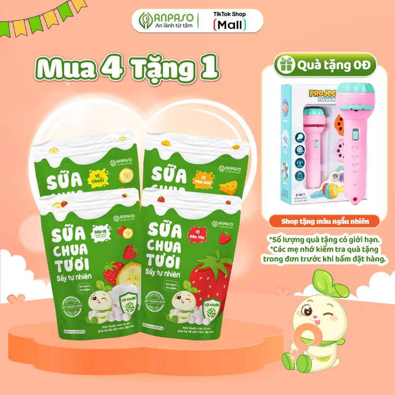 Combo 4 Sữa Chua Sấy Thăng Hoa Ít Đường Anpaso - Snack Ăn Vặt