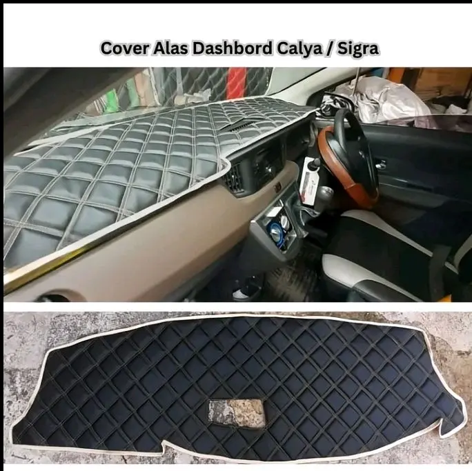(COD)alas cover dashboard mobil buat calya & Sigra tahun 2016/2026 motif wajik kulit sintetis