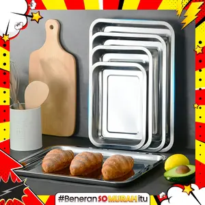 Nampan Stainless Persegi Bake Tray Loyang Baki Serbaguna Tempat Makanan Talang Kue Brownies