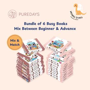 PureDays Busy Books Mix & Match (Beginner & Advance) | Bundle of 6 Books (3 ea. per level)
