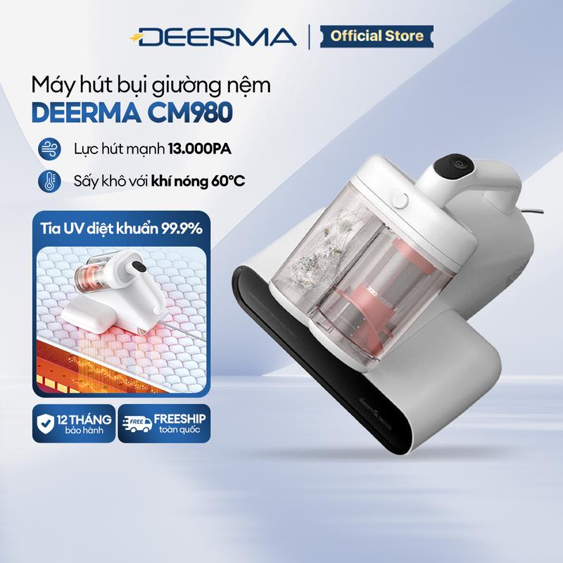 Máy hút bụi giường nệm diệt khuẩn UV DEERMA CM980 với thiết kế hộc bụi kép trong suốt đa năng - Bảo hành 12 tháng