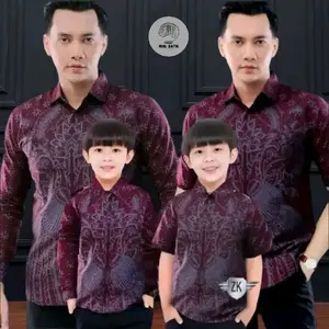 Terbaru couple batik ayah dan anak laki laki || kemeja batik pria dewasa dan anak laki laki || modern terbarh warna burgundy