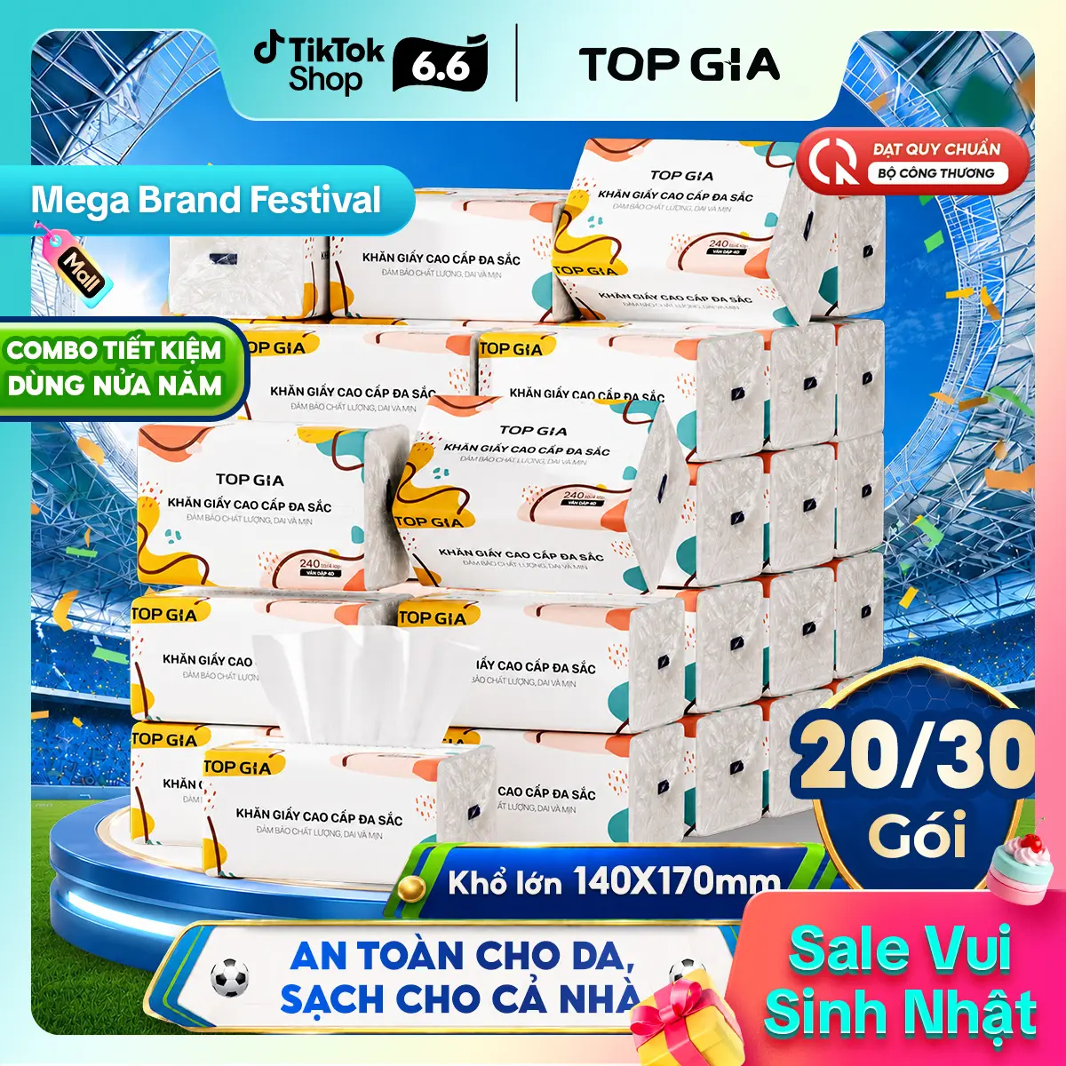 (COMBO TO - GIẢM GIÁ LỚN) Thùng 20/30 Gói Giấy Ăn Đa Sắc TopGia, Giấy Ăn Cao Cấp Dập Vân 4D, 4 Lớp, Dai, Mềm Mịn, Khăn Giấy Vệ Sinh, Khăn Giấy Gia Đình Đa Năng. ĐẠT QUY CHUẨN CỦA BỘ CÔNG THƯƠNG. (VH1)