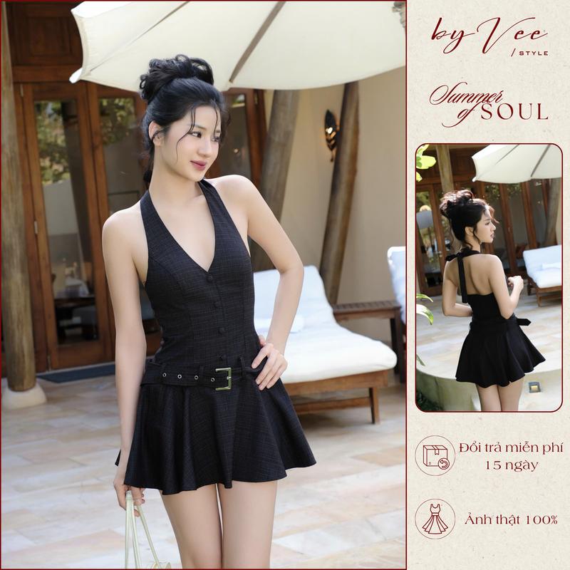 Đầm yếm caro kèm thắt lưng Adela Dress - ByVeeStyle