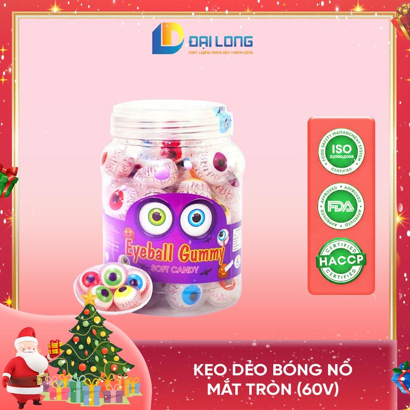   Hộp 60 viên  Kẹo dẻo bóng nổ mắt tròn ĐẠI LONG NOEL loại xịn mắt siêu to kẹo Dẻo Trái Cây Hình Con Mắt Thơm Ngon Khó Cưỡng Chua Ăn Vặt Candy Food Snack Thức Ăn gupperz 