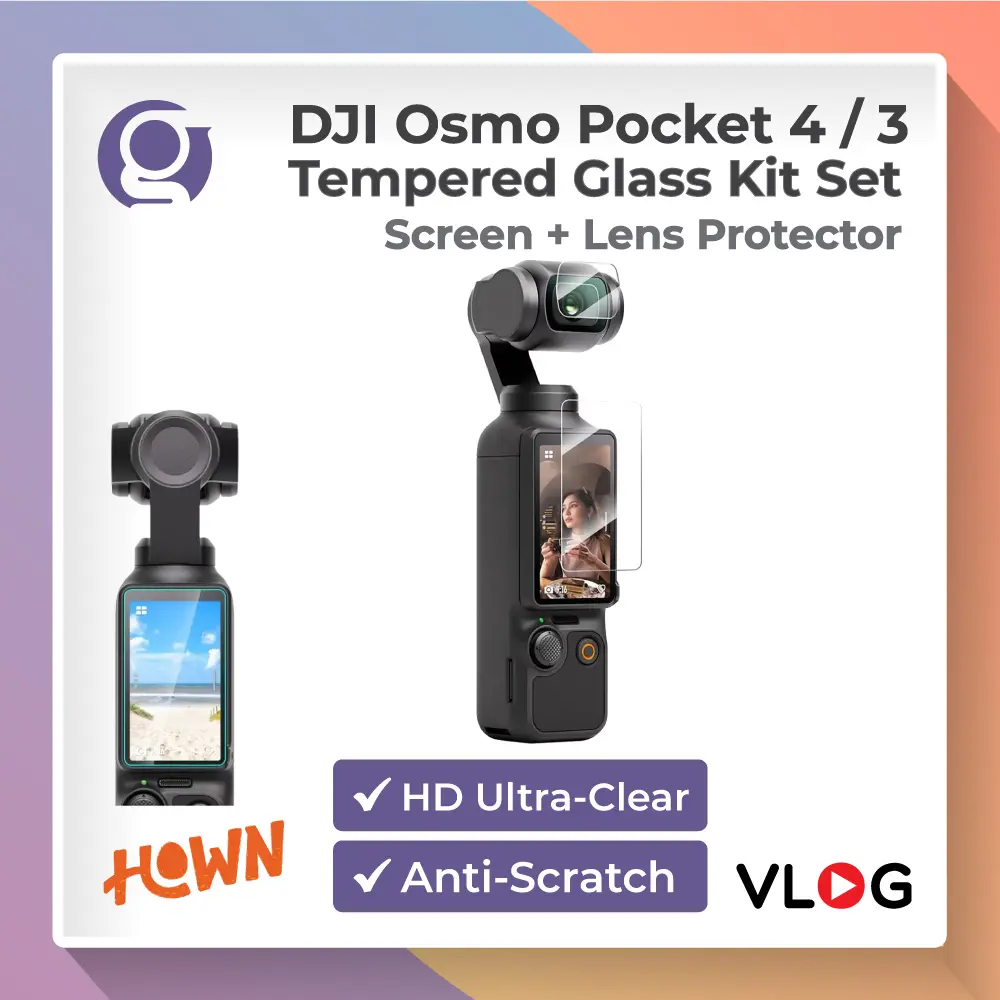 Tempered Glass 2in1 for DJI Pocket 4 / 3 Screen Protector Anti Gores Pelindung Layar dan Lensa OSMO POCKET3 POCKET4