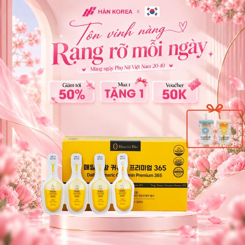 Tinh chất Nghệ Nano Curcumin Hamin Bio 365 Premium hộp 32 tép Hàn Quốc