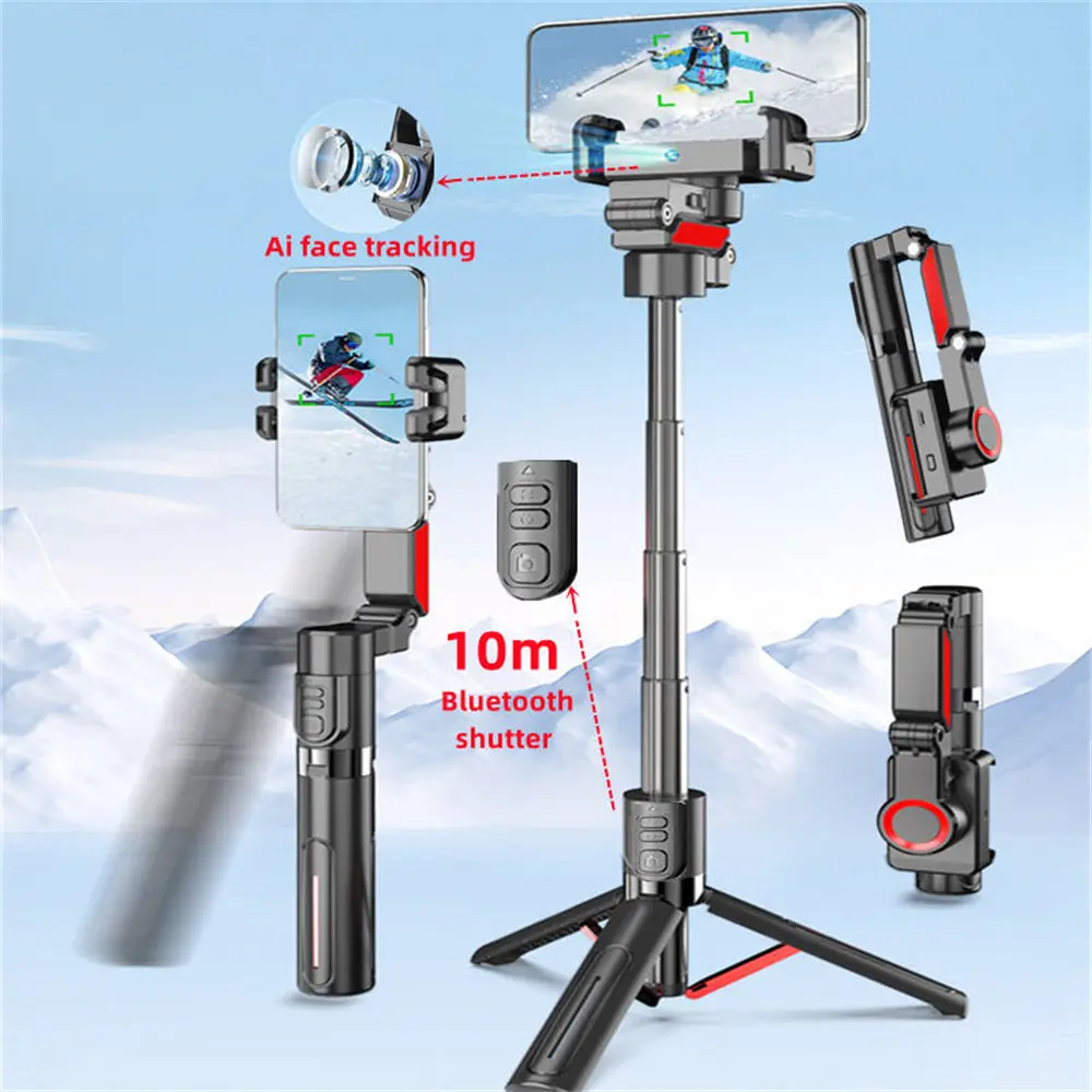 AI face tracking Stabilizer 360 Auto Rotation Follow Gimbal with Remote Selfie stick tripod for iPhone Android