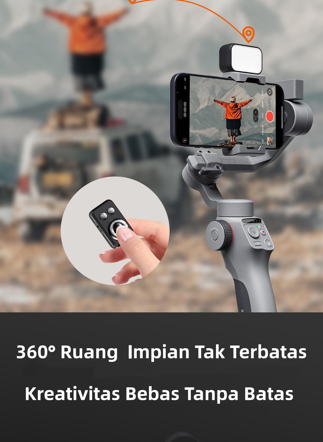 FUNSNAP Capture5 Gimbal Stabilizer HP 3 sumbu, AI Tracking Otomatis untuk Vlog & Live Streaming