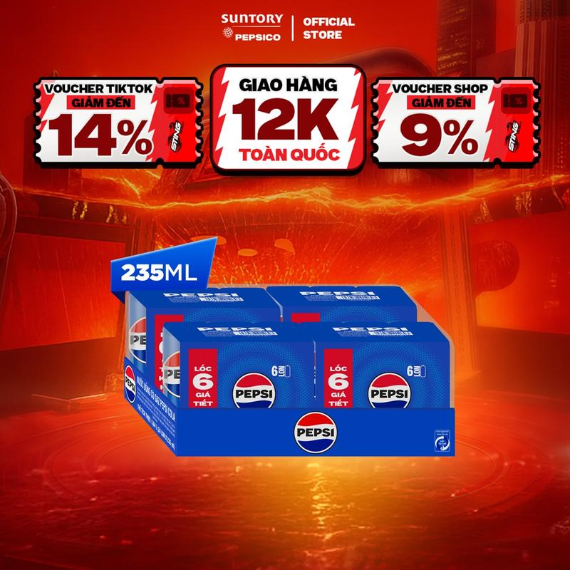 [DEAL SỐC] Thùng 24 Lon Nước Ngọt Giải Khát Có Gaz Pepsi (235ml/lon)