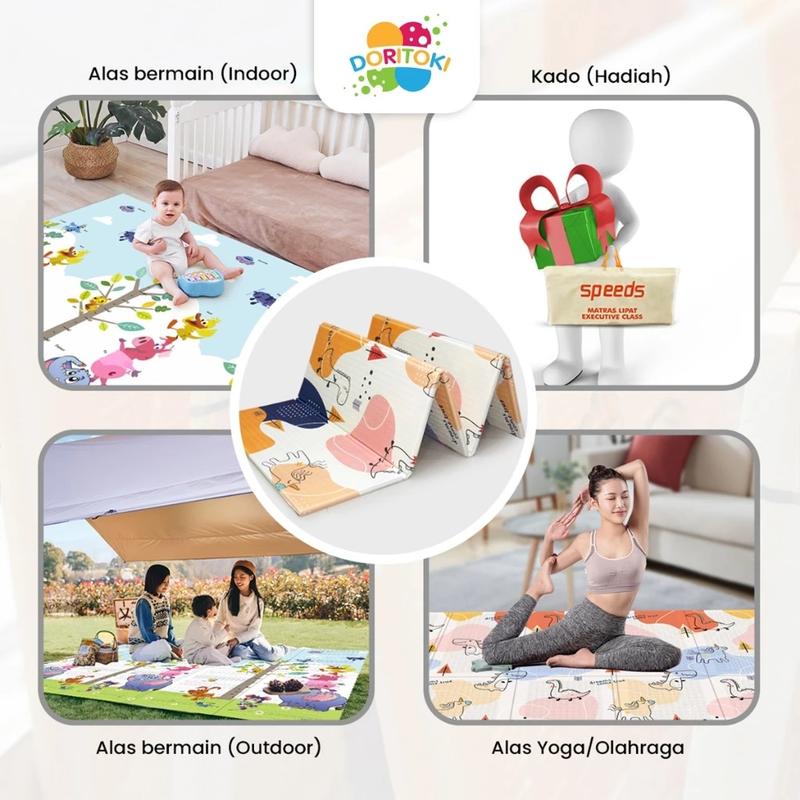 Doritoki SNI Matras Bayi 180x200x1cm Playmat Bayi Karpet Lipat Anak/Bayi Polos Tikar Lipat 8