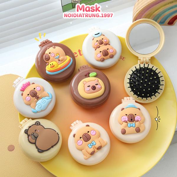 Gương Lược Massage Gấp Gọn Cầm Tay Mini Dễ Thương