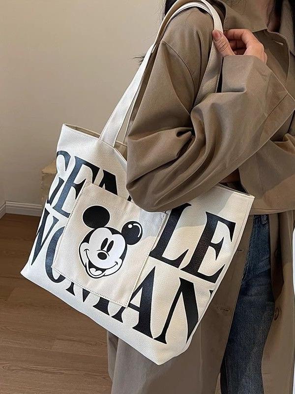 Product Introduction of Canvas bag, new cartoon style large capacity tote shoulder bag, tote bag, college commuting and tutoring bag 3