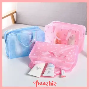 PEACHIE | KO684 Tempat Make Up Tas kosmetik Anti Air Bunga Tipis Cosmetic Organizer Travel Bag