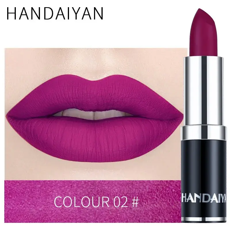 HANDAIYAN 12 warna lipstik beludru matte, lip gloss merah muda seksi, tidak menempel di gelas, lip gloss, melembapkan, kosmetik bibir dengan warna tinggi