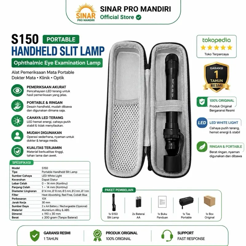 S150 Portable Handheld Slit Lamp Ophthalmic Eye Examination Lamp Alat Pemeriksaan Mata Portable Dokter Mata Klinik Optik LED Slitlamp