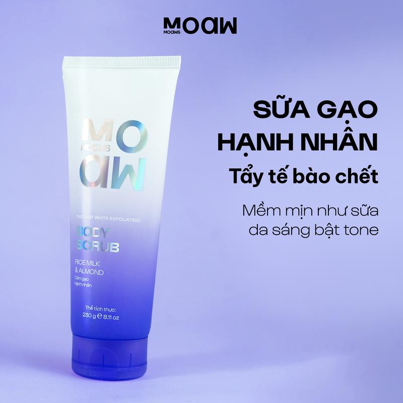  Tẩy Tế Bào Chết Body Hỗ Trợ Sáng Da - Bột Trắng Da Trộn Sẵn - Scrub Sữa Gạo Hạnh Nhân MOAW MOAWS - Tẩy Tế Bào Chết Vật Lý Hạt Mịn Không Gây Rát - Scrub Body Hỗ Trợ Dưỡng Da Mềm Mịn - Bột Trắng Da Trộn Sẵn - Kem Tắm Tẩy Tế Bào Chết Dưỡng Thể Dưỡng Ẩm 