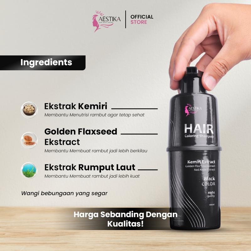 PROMO SPECIAL-Original Aestika Shampo Penghitam Rambut Beruban - Hair coloring shampoo, Penghitam rambut, Penghitam uban 8